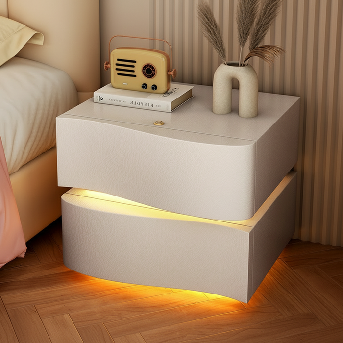 2-Line Bedside Table Biały / 40 cm