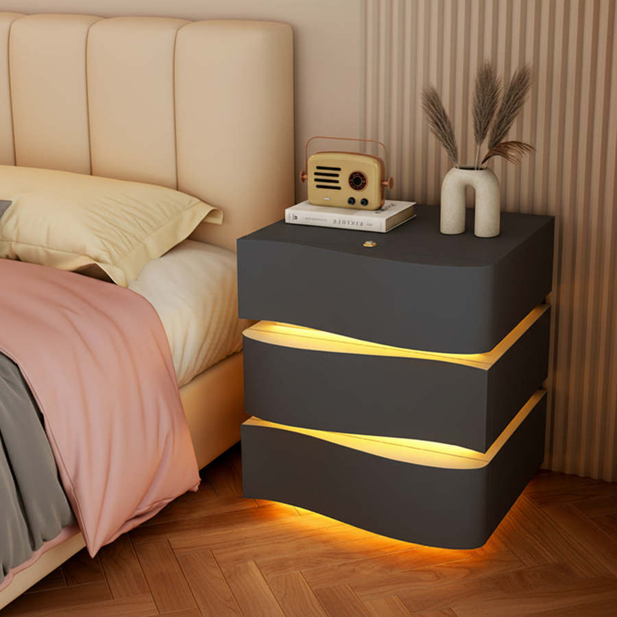 3-Line Bedside Table — Szary / 50 cm